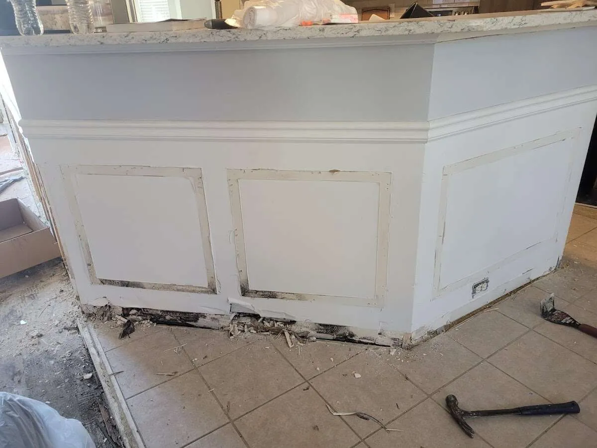 Water damage and mold on kitchen during Storm Damage Restoration in Summit